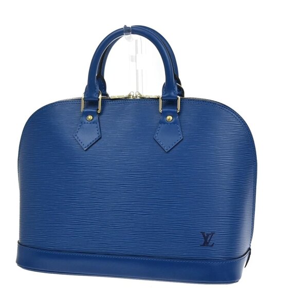 LOUIS VUITTON LV Logo Alma Hand Bag Epi Leather Blue GHW France M52145 90RF491 - Picture 1 of 15